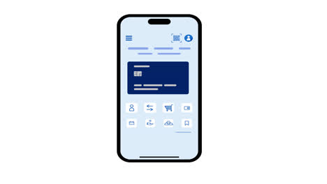 Online-Mobile-Banking-Symbol-Animationsschleife,-Bewegungsgrafikvideo,-Transparenter-Hintergrund-Mit-Alphakanal